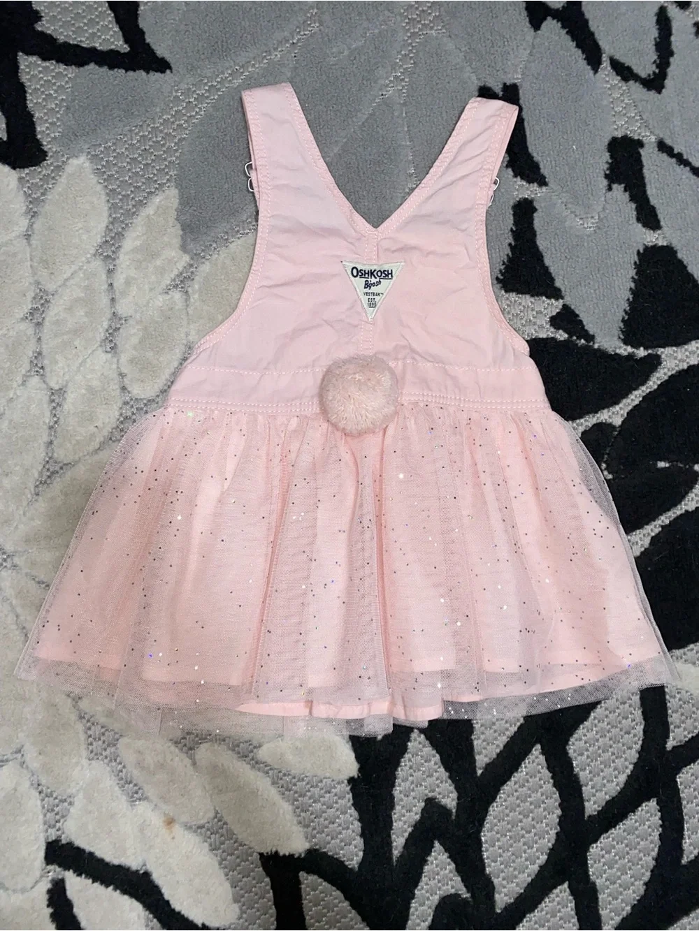Pink Bunny Glitter Tulle Overall Dress Baby Girl 18 Months